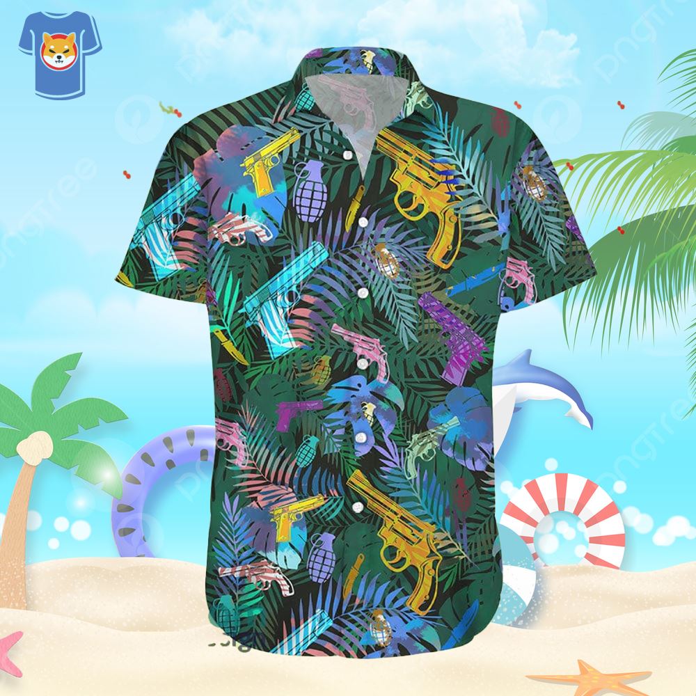 Aloha Colorful Short Gun Tropical Pattern Hawaiian Shirt
