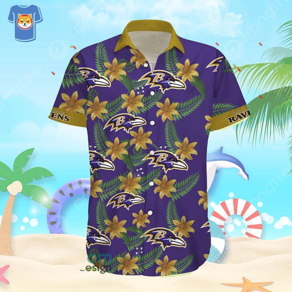 Baltimore Ravens Hibiscus Flowers Hawaii Shirt For Men Women - YesItCustom