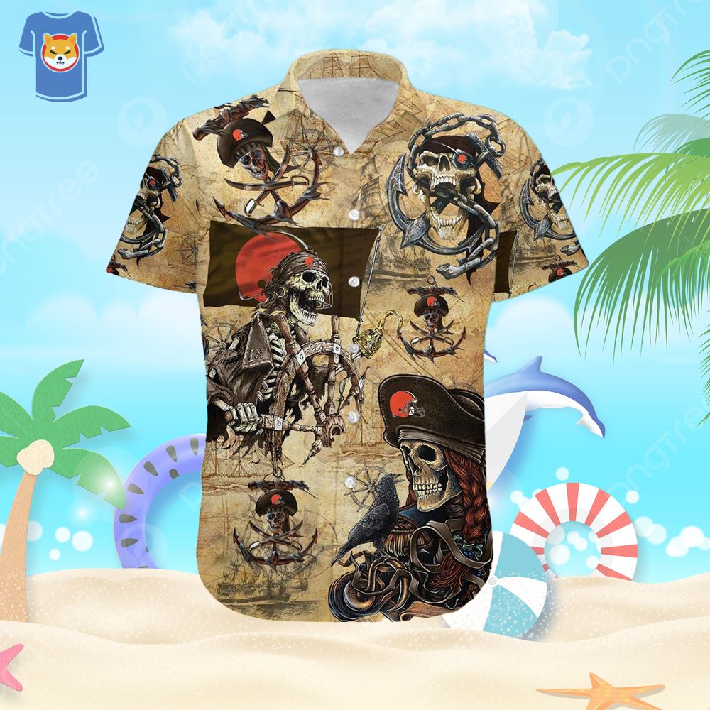 Cleveland Browns Pirates Fans Pirates Skull Hawaiian Shirt - Shibtee  Clothing