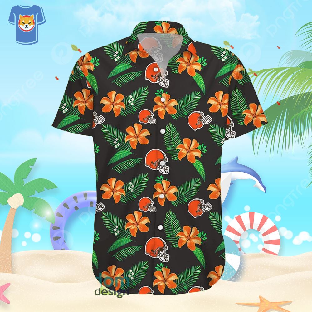 Cleveland Browns Tropical Flower Aloha Beach Gift Hawaiian Shirt