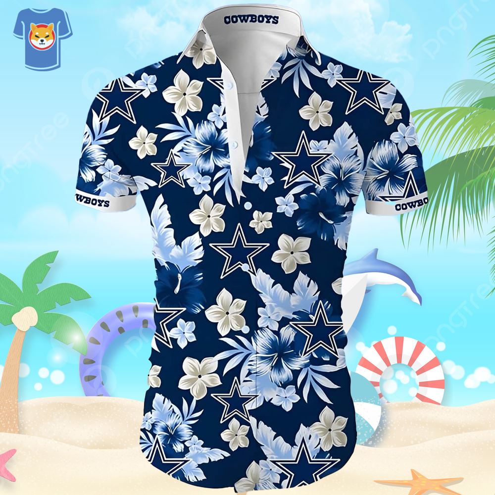 Dallas Cowboys Flower Short Sleeve Hawaiian Shirt For Men