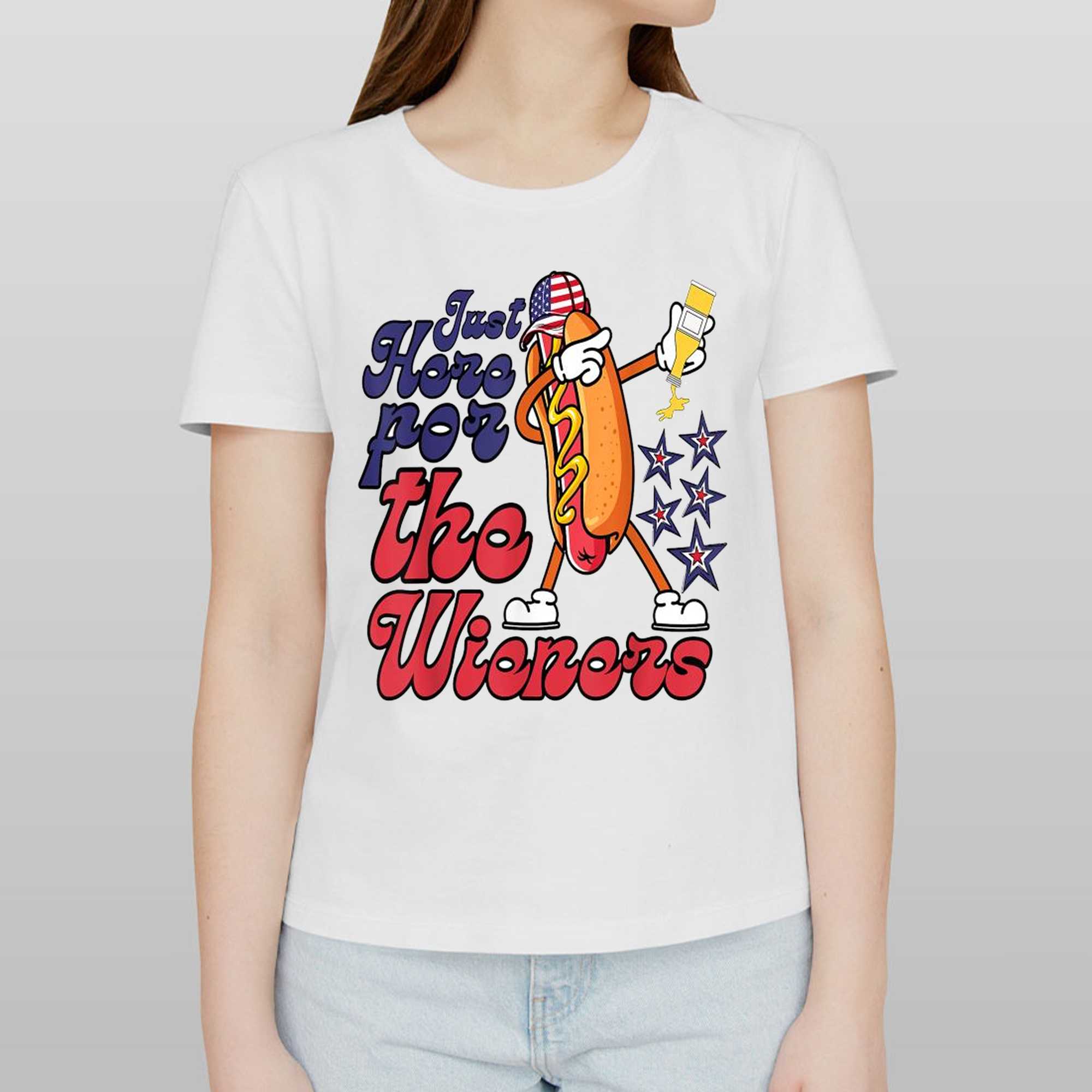 Hot Dog Just Here For The Wieners 4th Of July T-shirt