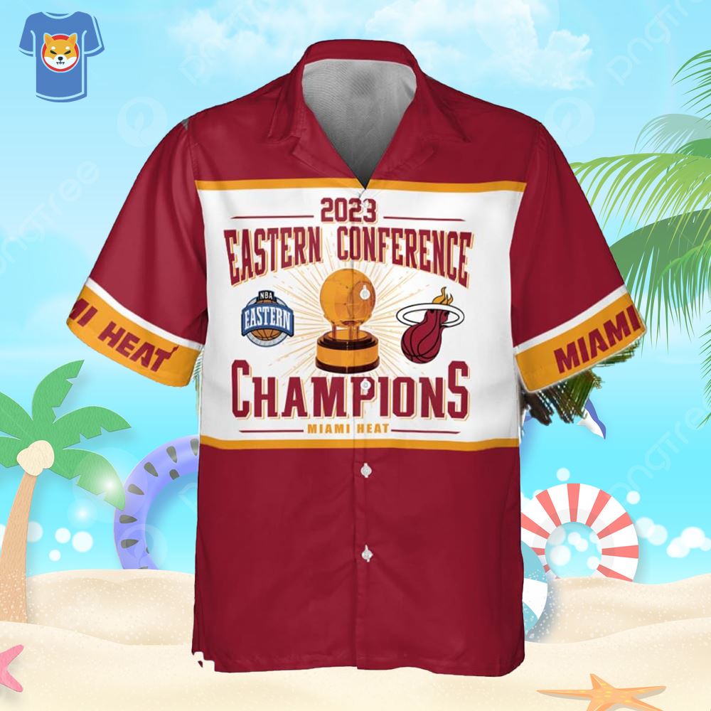 Miami Heat Eastern Conference Champions On Red Background Hawaiian Shirt