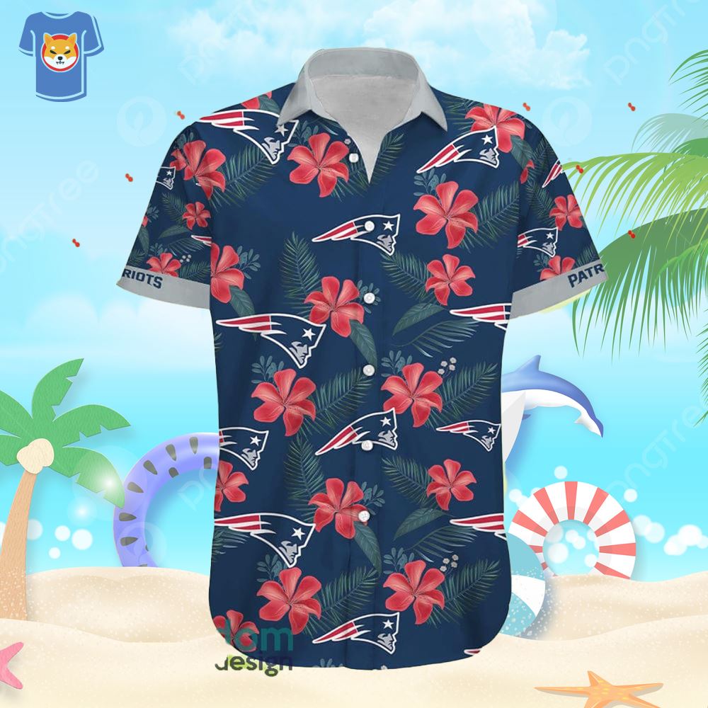 New England Patriots Summer Short Sleeve Hawaiian Beach Shirt