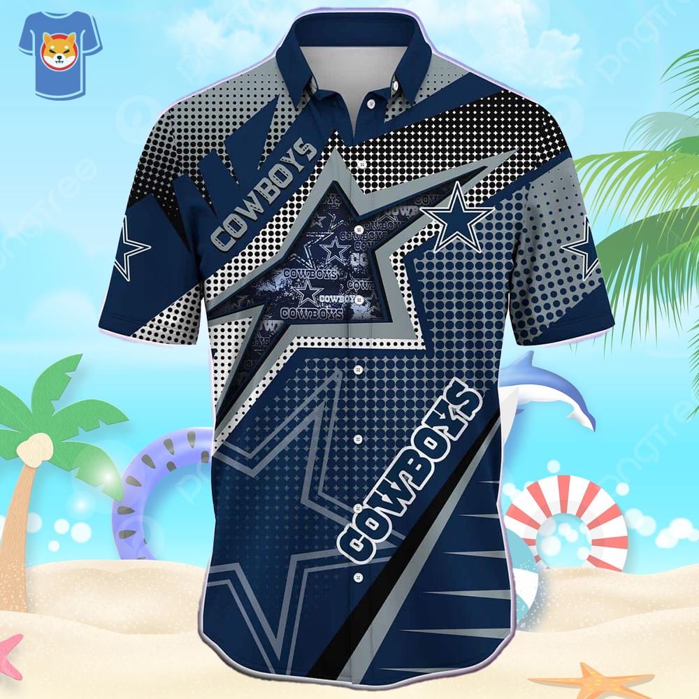 Dallas Cowboys 2 Pieces Outfits Casual Zip Collared Shirt Beach