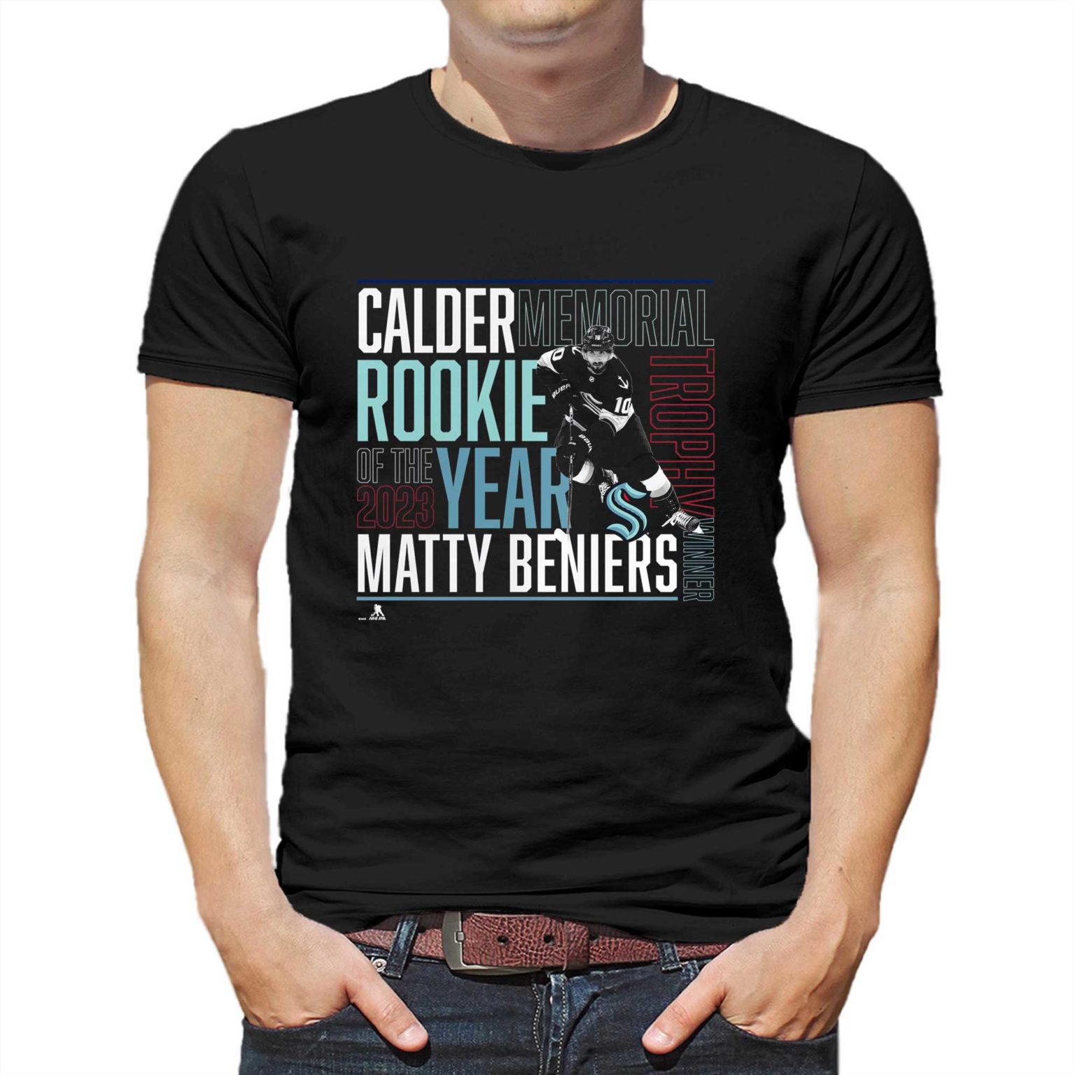 Official Matty Beniers Seattle Kraken 2023 Calder Trophy Winner T-Shirt ...