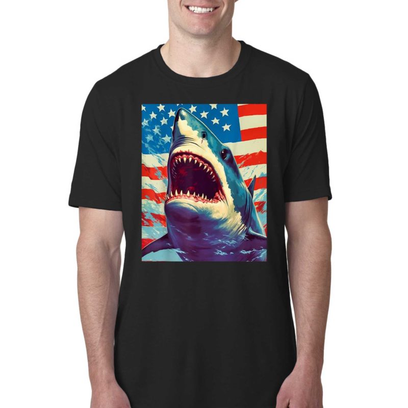 sharks the pop art patriotic predator t shirt 1 1