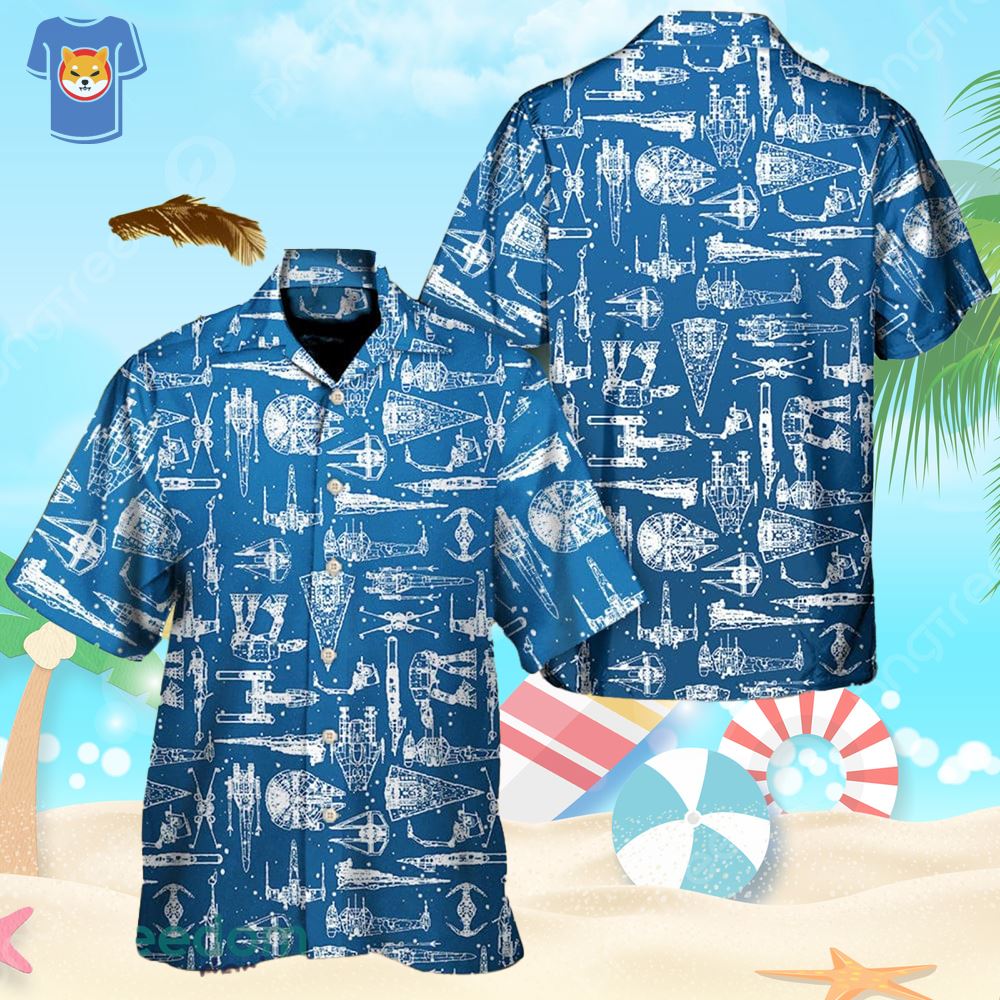 Star Trek Space Ships Hawaiian Shirt For Star Wars Movie Fans - Shibtee 