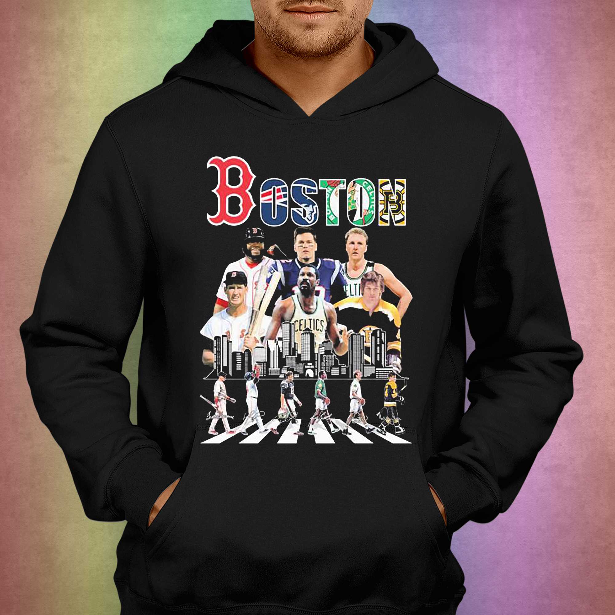 Boston Sports Abbey Road Teams Players Signatures T-shirt Hoodie