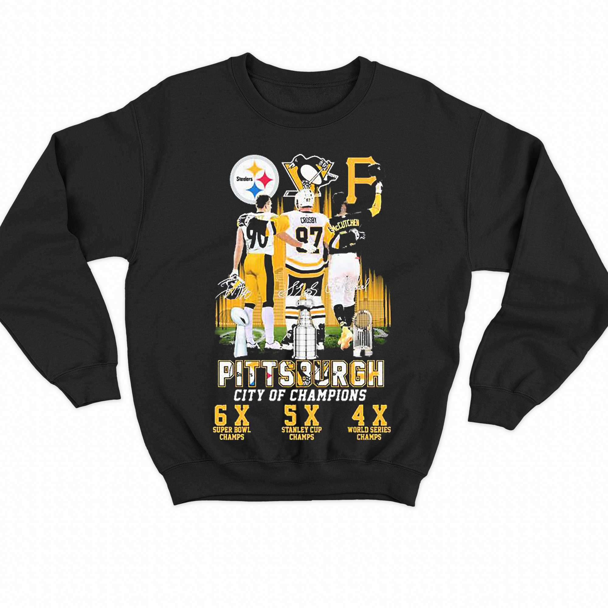 Pittsburgh City Of Champions Steelers Penguins Pirates Players Signatures  Shirt - Shibtee Clothing