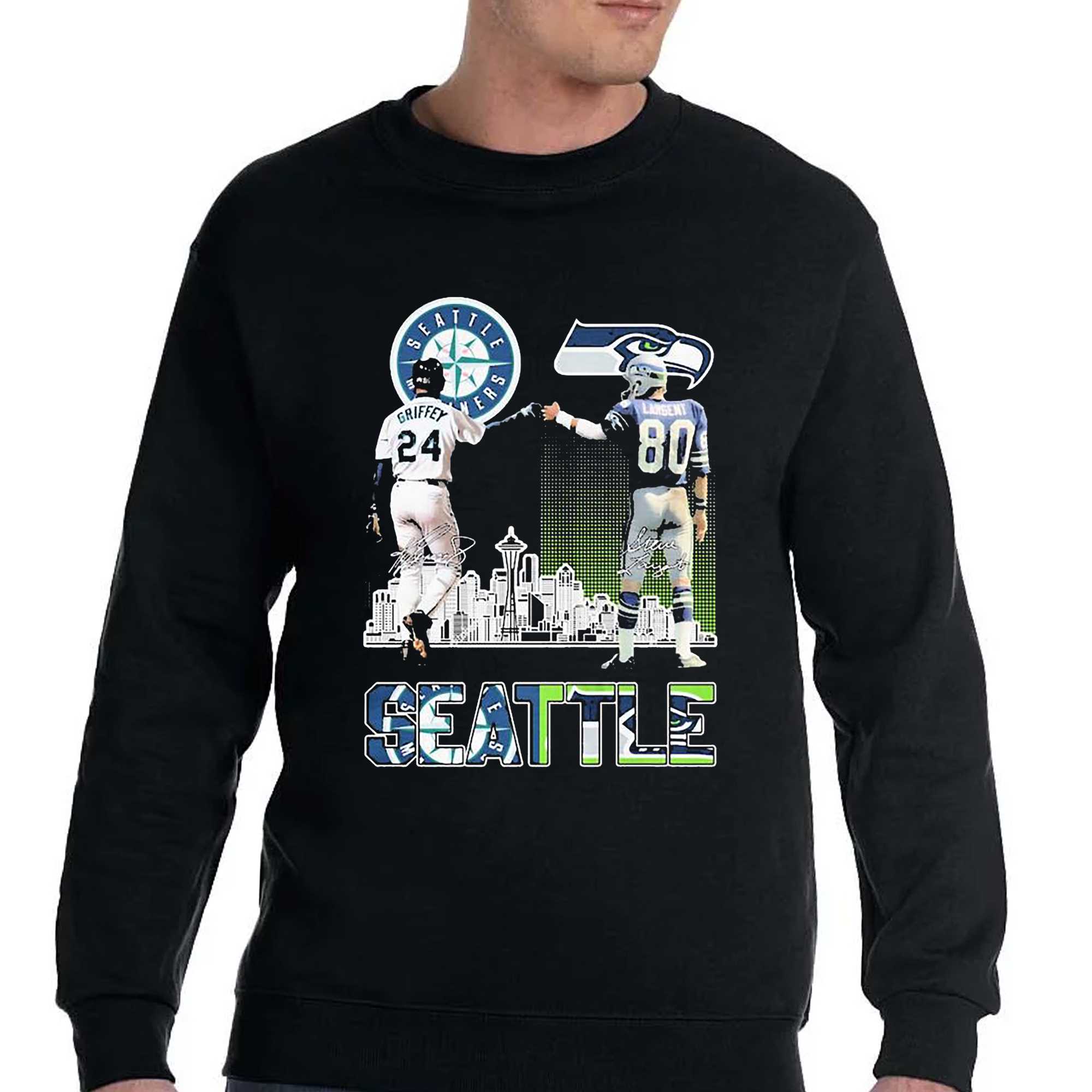 Ken Griffey Jr and Steve Largent Seattle City Signatures Sweatshirt