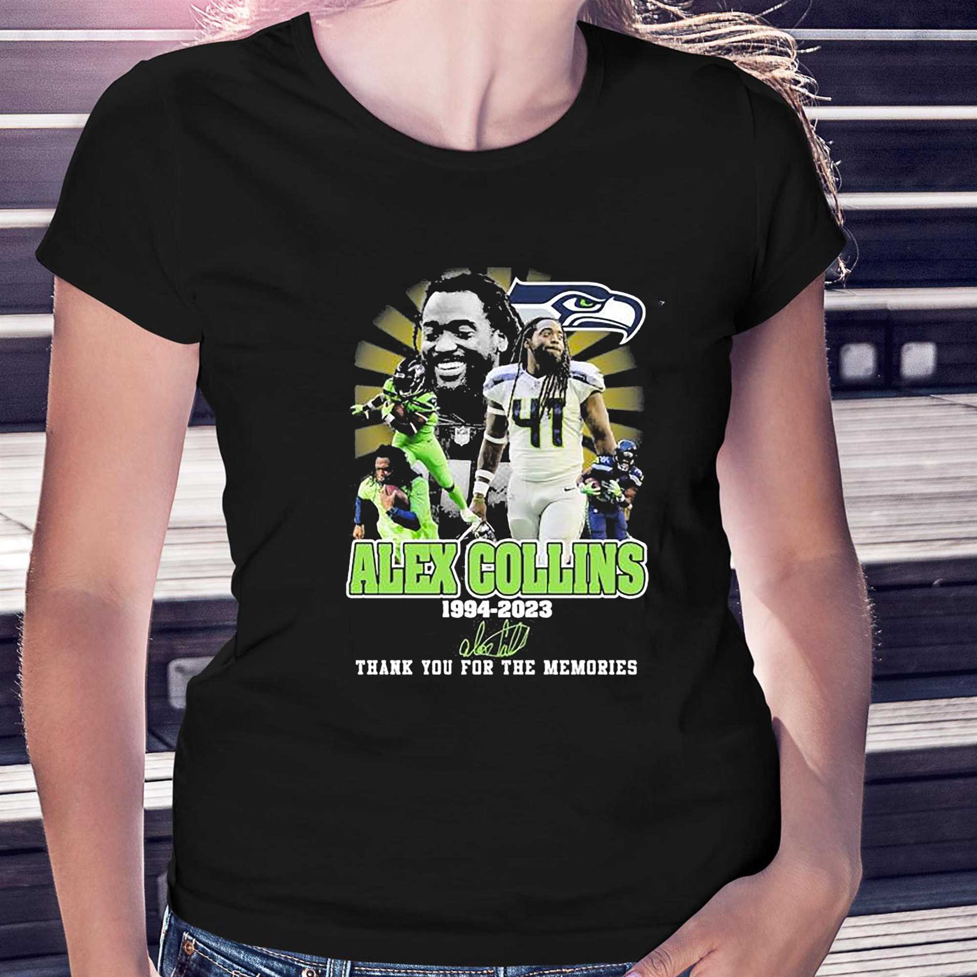 Alex Collins 1994 2023 Seattle Seahawks thank you for the memories shirt,  hoodie, sweater, long sleeve and tank top