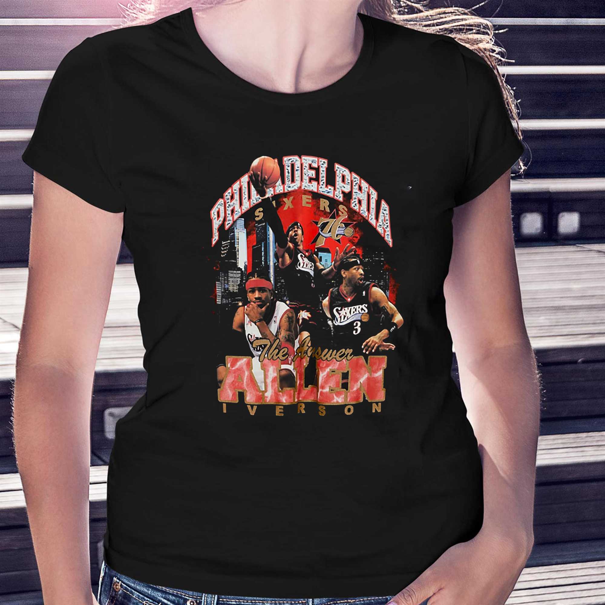 Allen Iverson Philadelphia 76ers Mitchell Ness Hardwood Classics Bling  Concert Player T-shirt