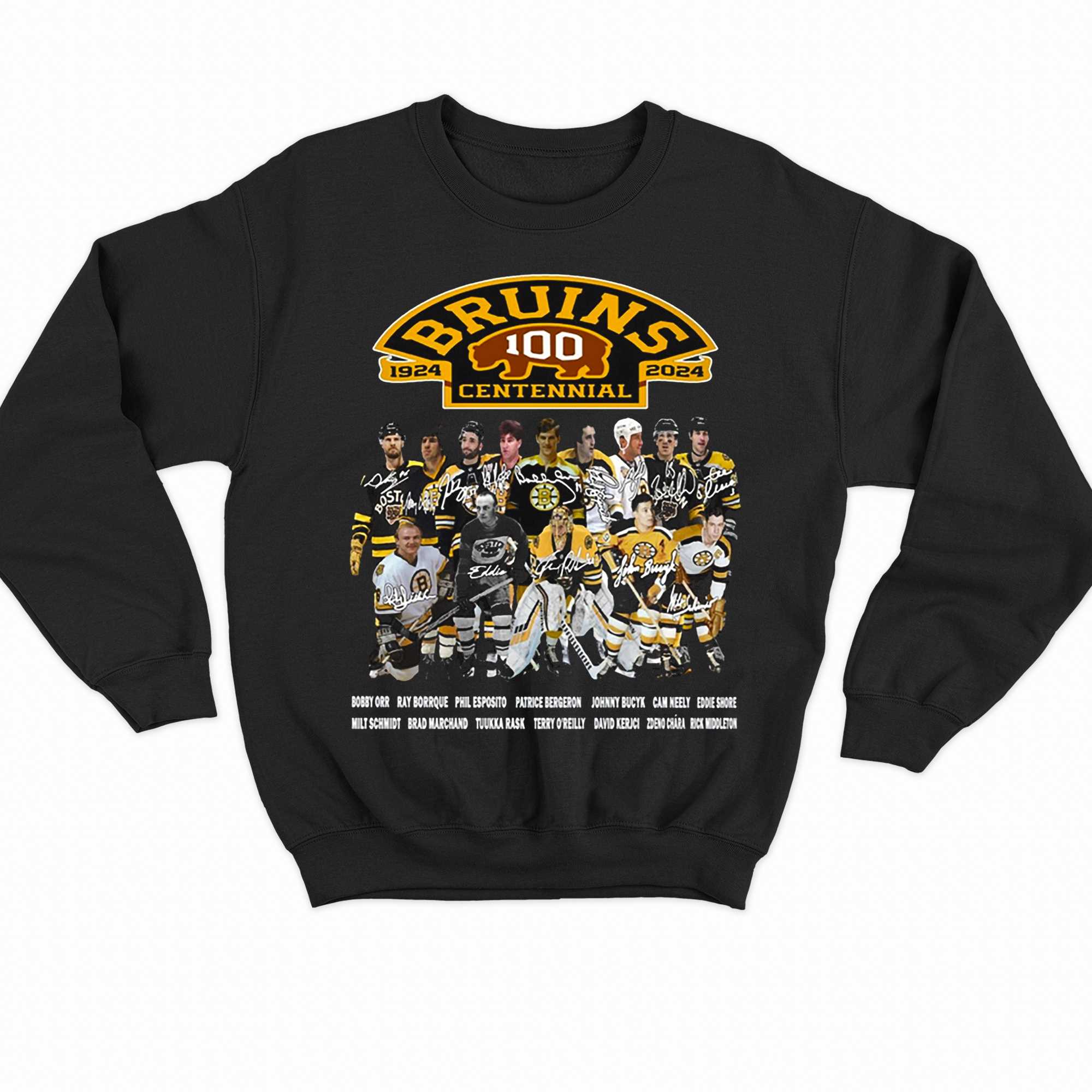 Boston Bruins 100 Centennial 1924 2024 NHL Black Hoodie, Jogger