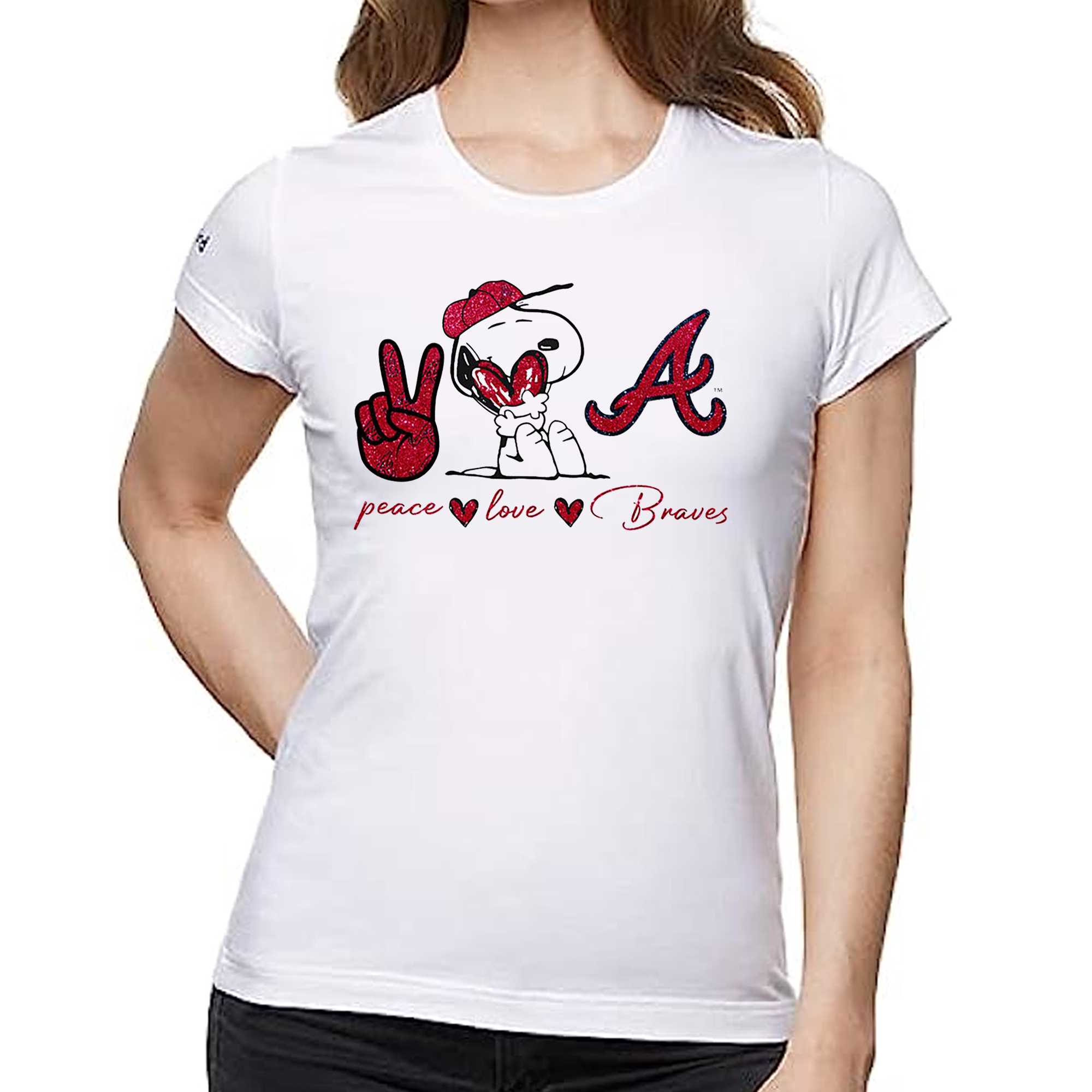 Snoopy Atlanta Braves Peace Love Braves Shirt