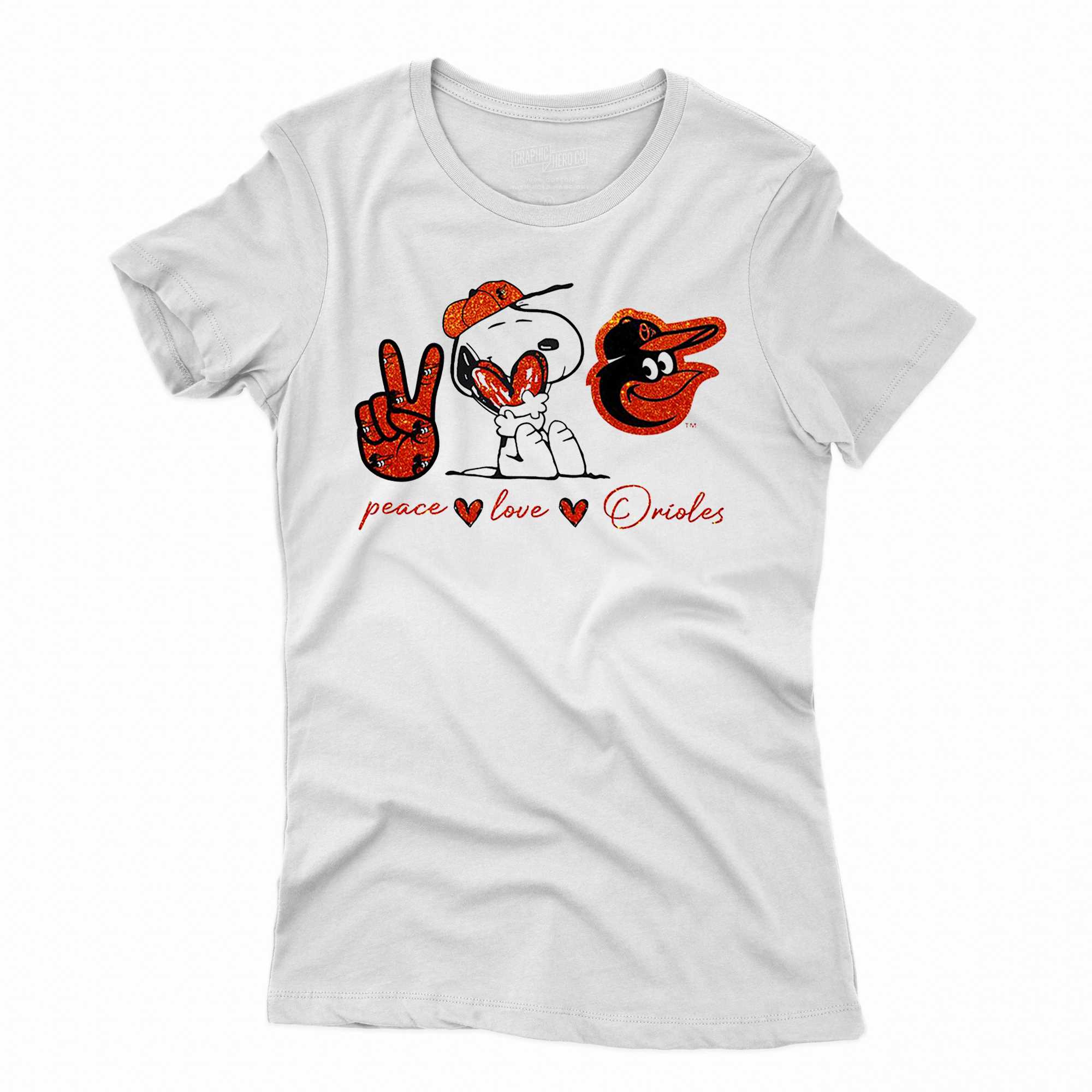 Snoopy Baltimore Orioles Peace Love Orioles Shirt, hoodie