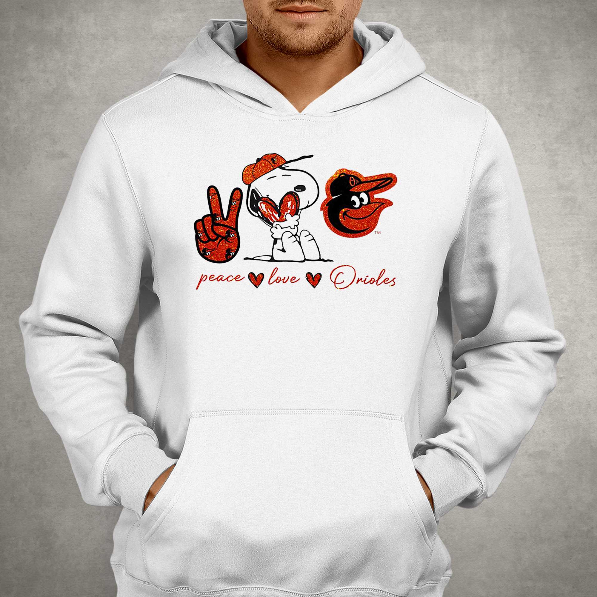 Snoopy peace love Baltimore Orioles shirt, hoodie, sweater and v-neck t- shirt