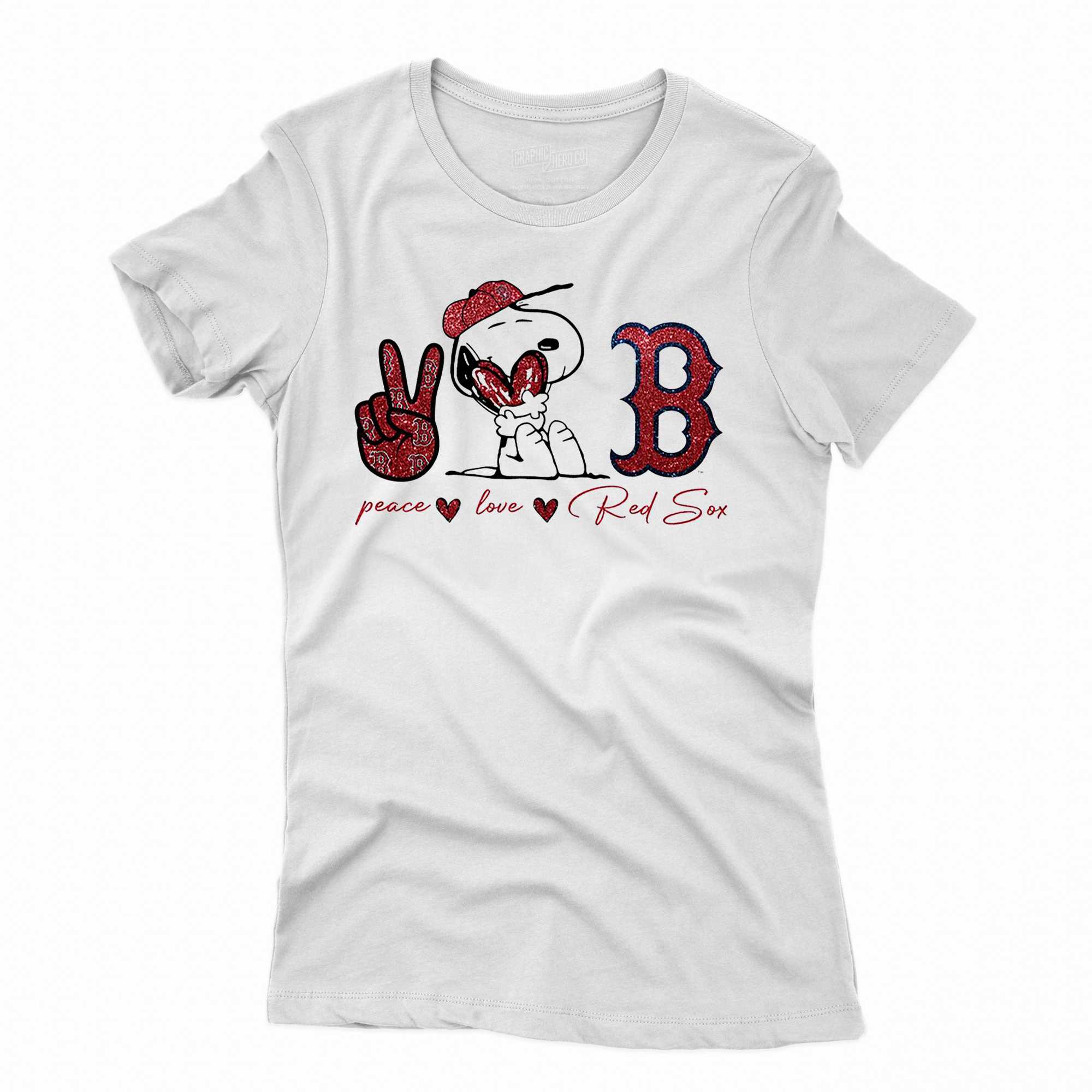 Snoopy Boston Red Sox Peace Love Red Sox Shirt