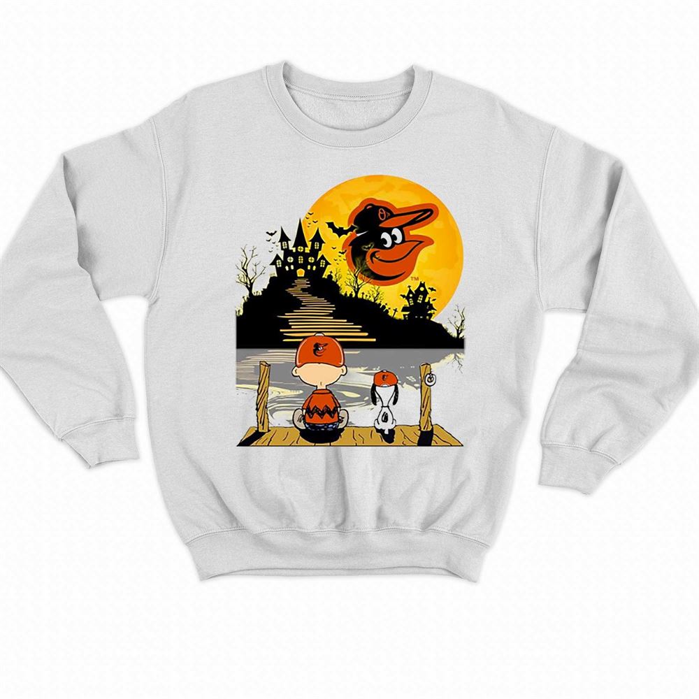 Official Snoopy Charlie brown sit under moon Chicago Cubs halloween T-shirt,  hoodie, tank top, sweater and long sleeve t-shirt