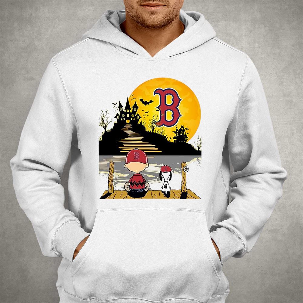 Product snoopy Charlie Brown Sit Under Moon Boston Red Sox Halloween Shirt,  hoodie, sweater, long sleeve and tank top