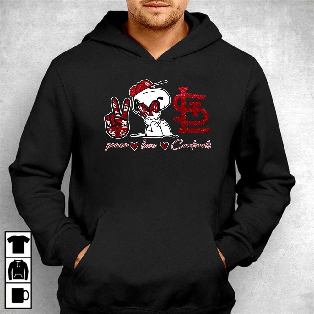 Snoopy Peace Love St Louis Cardinals Shirt, hoodie, sweater, long