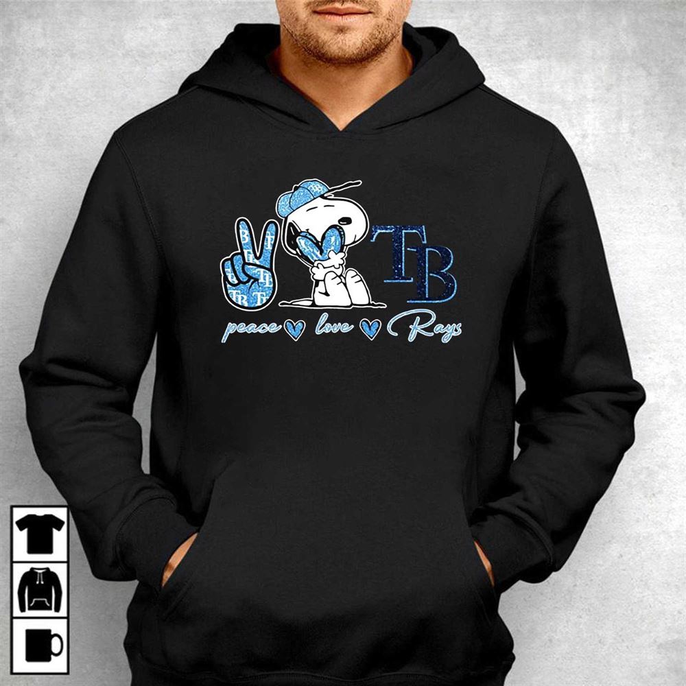 Snoopy Peace Love Tampa Bay Rays Shirt, hoodie, sweater and long sleeve