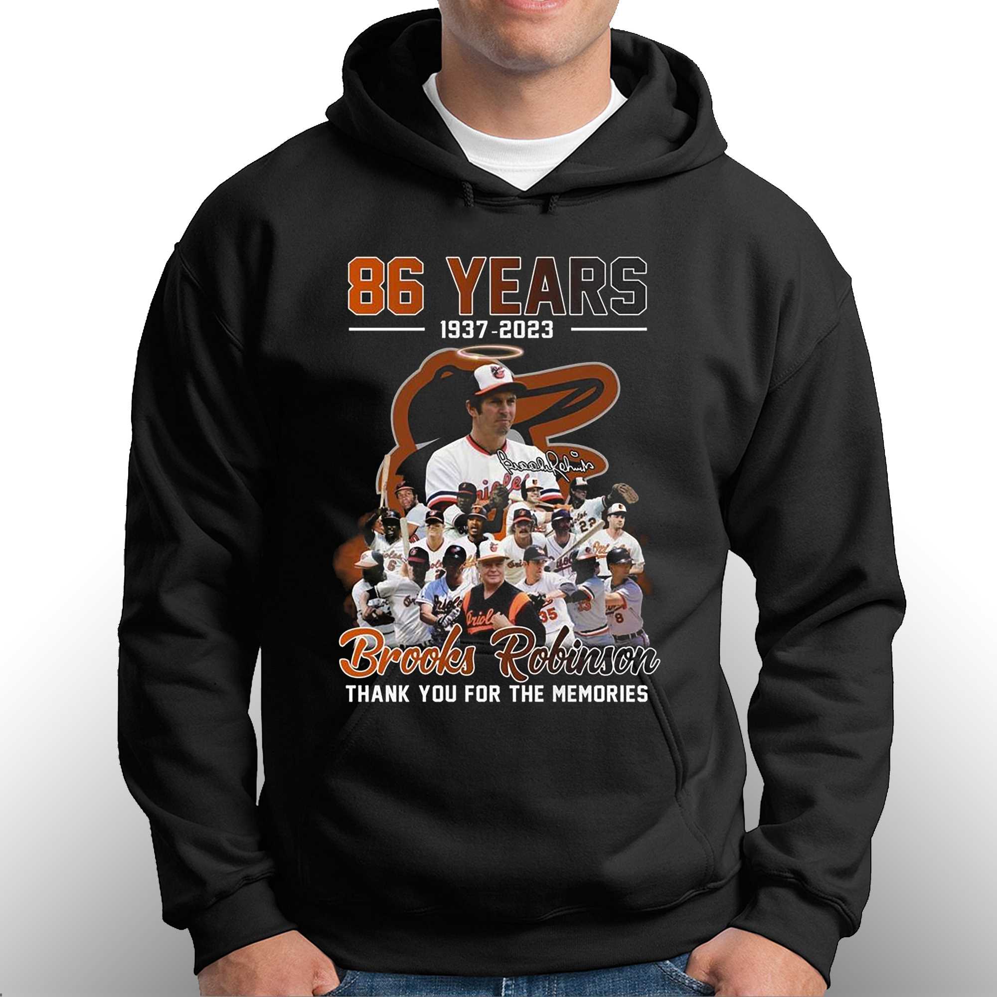 Brooks Robinson legendary thanks for the memories 1937 2023 shirt, hoodie,  sweater, long sleeve and tank top