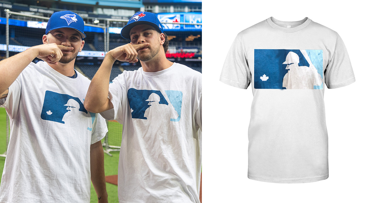 Blue Jays teammates celebrate Davis Schneiders hot start with T shirt using his likeness in altered MLB logo