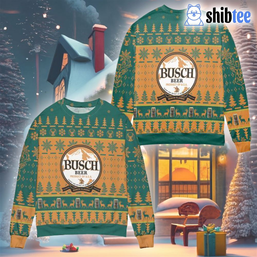 Busch Light Beer Ugly Christmas Sweater 3D