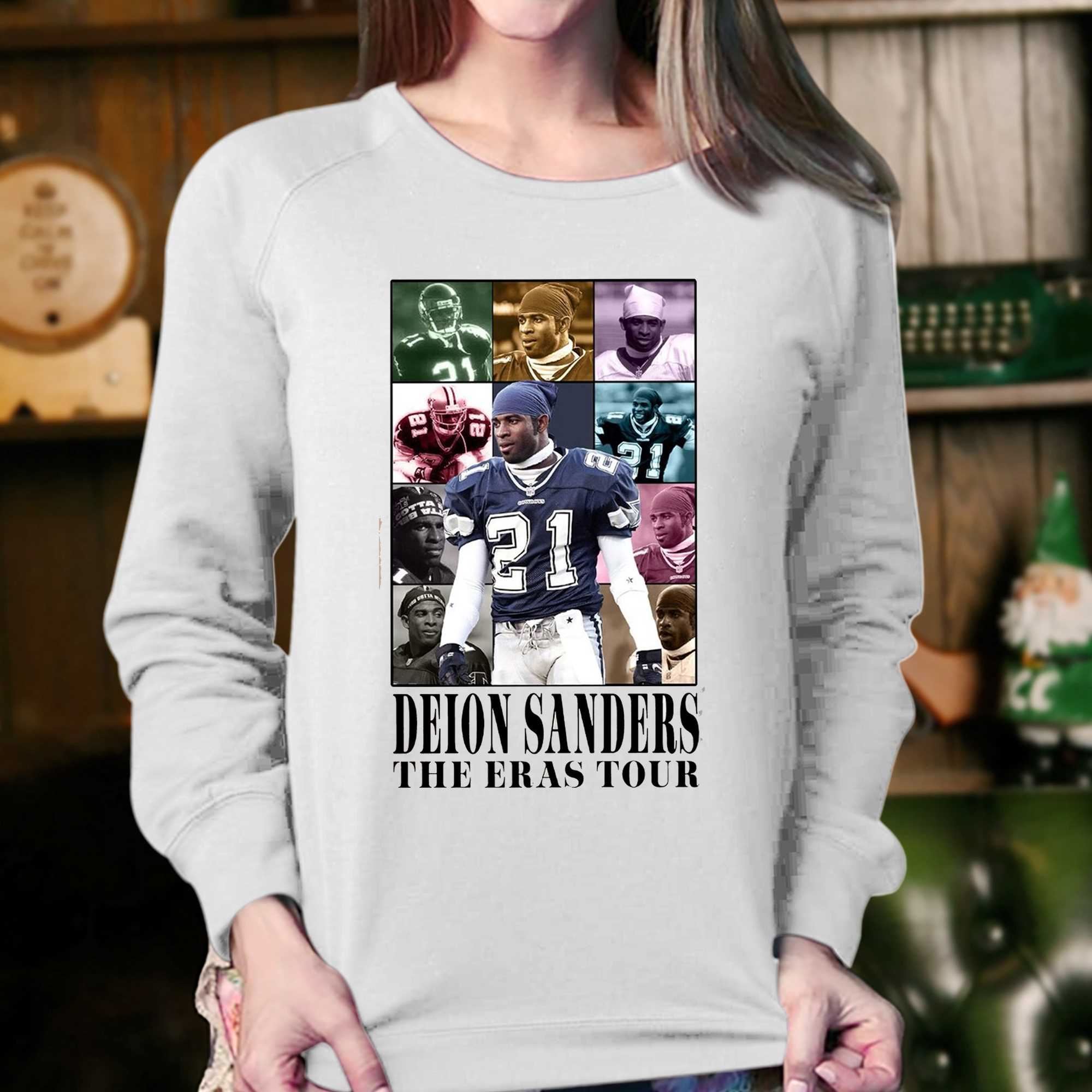 Deion Sanders Dallas Cowboys Women's by Name & Number Logo T-Shirt - Ash