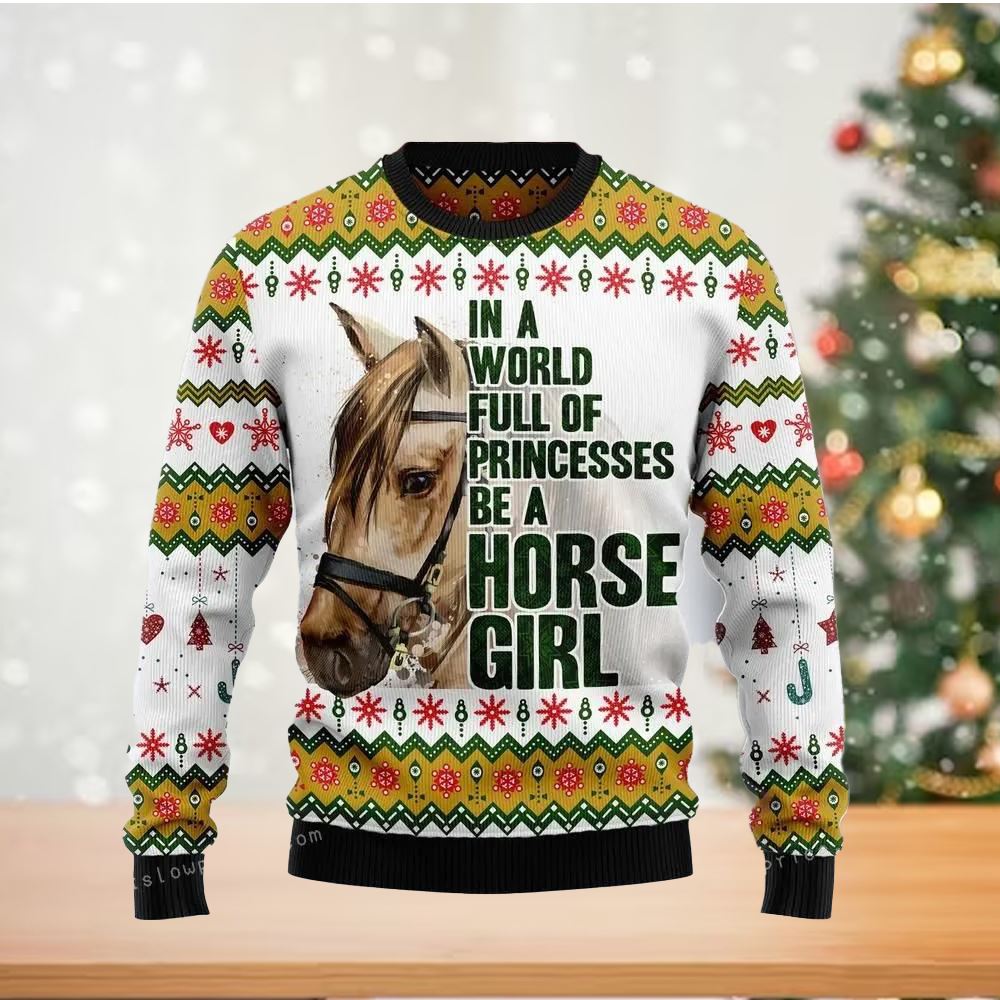 Horse Girl Ugly Christmas Sweater - Shibtee Clothing