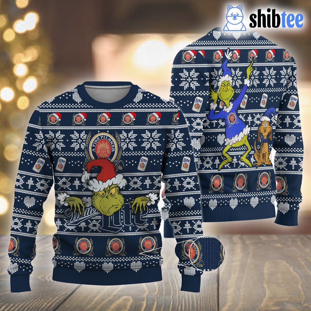 Miller Lite Grinch Ugly Christmas Sweater - Shibtee Clothing