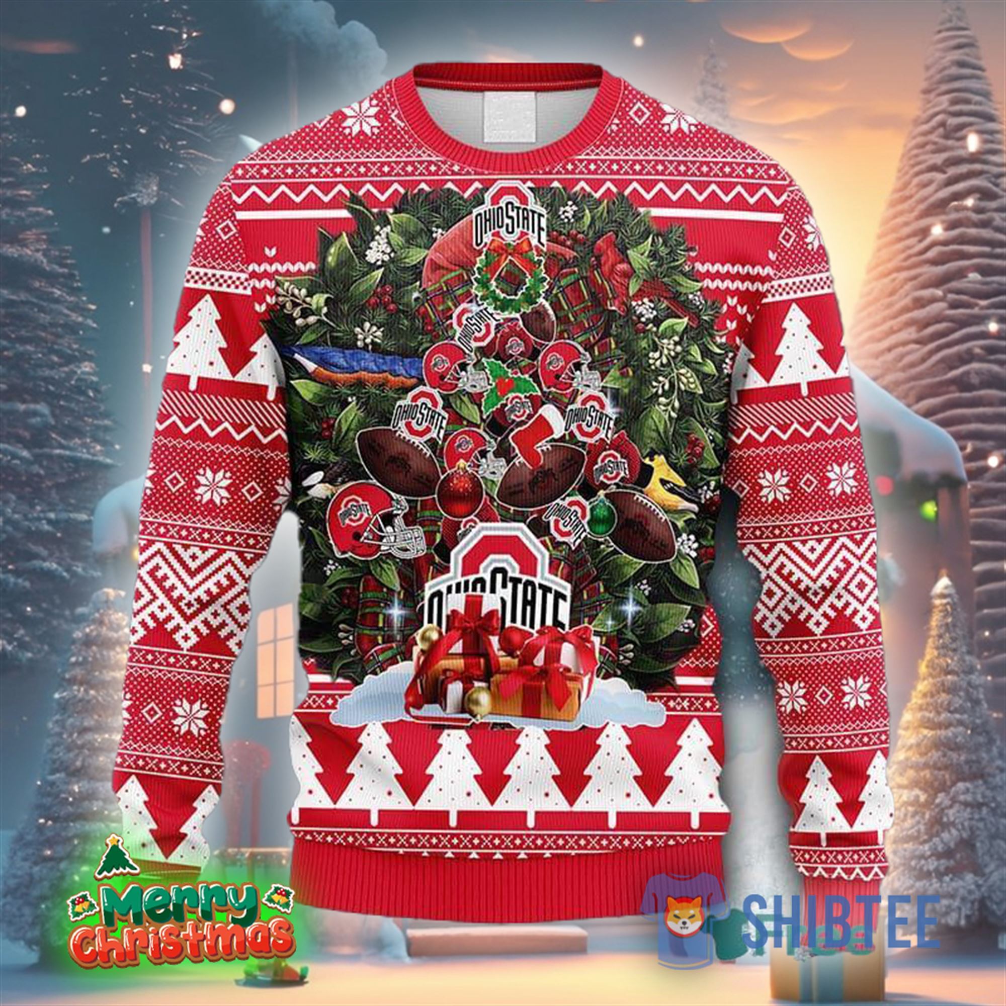 NFL New England Patriots Tree Ball Christmas Ugly Sweater 3D