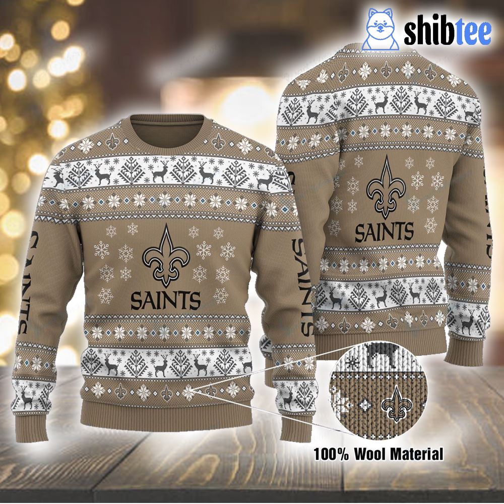 Saint Nfl Custom Name Number Ugly Christmas Sweater - Shibtee Clothing