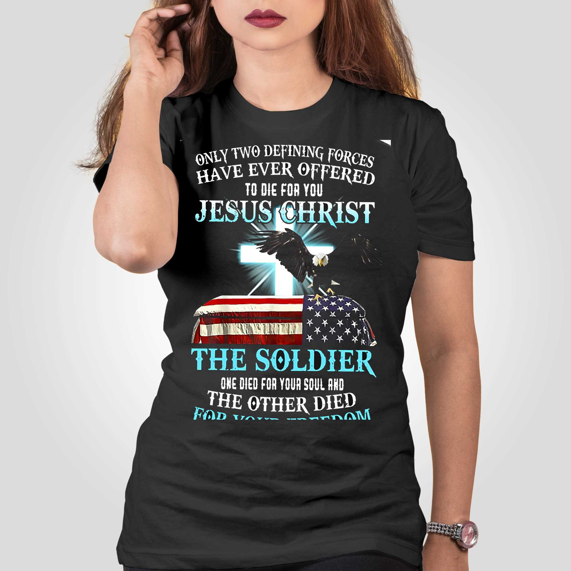 Only Two Defining Jesus Christ And The American Veteran All Over Print 3D  Hoodie