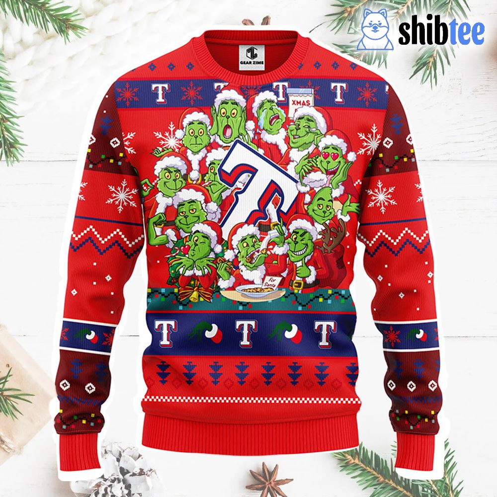 Nhl New York Rangers Christmas Ugly Sweater Print Funny Grinch