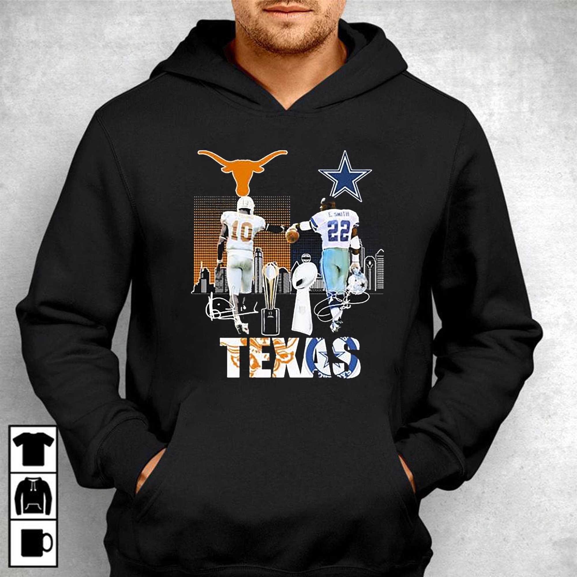 Vince Young And Emmitt Smith Texas City Champions Skyline Signatures Shirt  - Shibtee Clothing