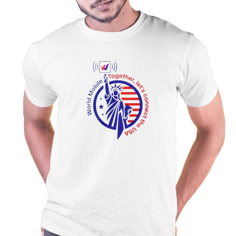World mobile together let's connect the USA T shirt
