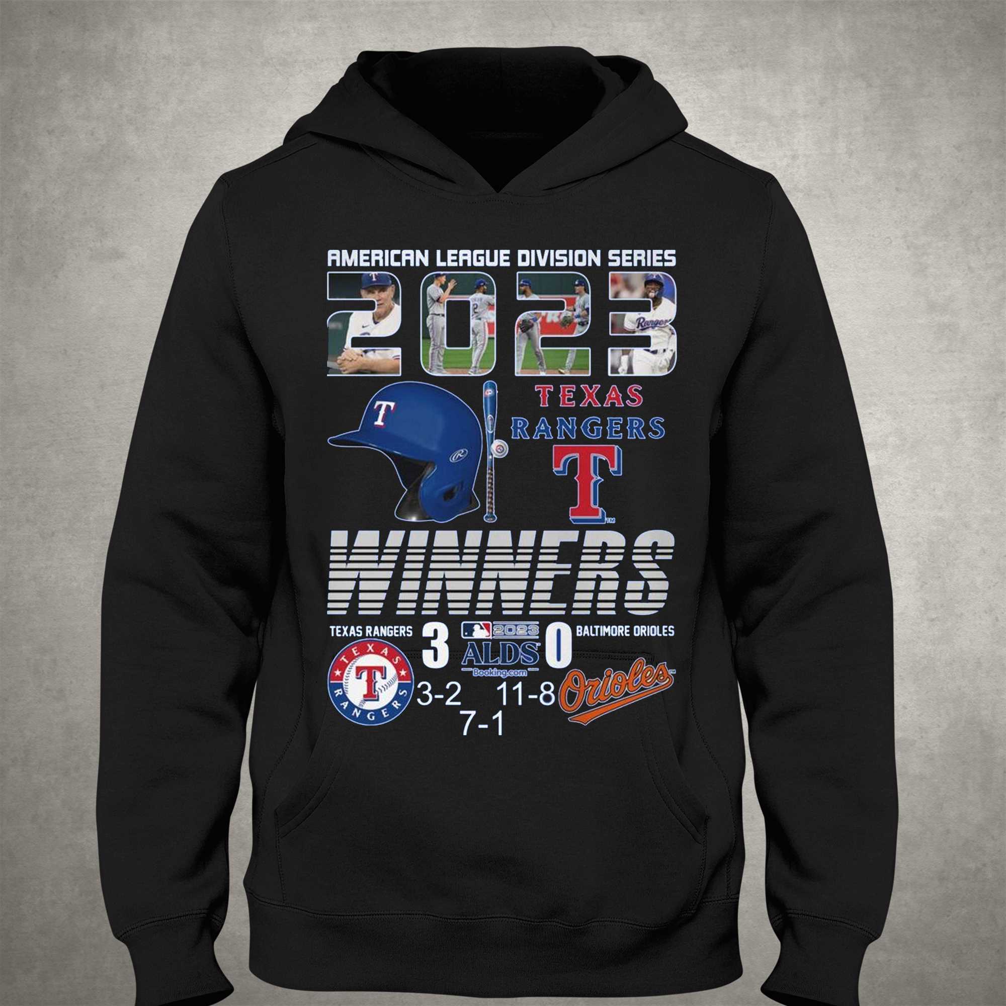 American League Division Series 2023 Texas Rangers Winners 3 – Baltimore  Orioles 0 T-shirt - Shibtee Clothing