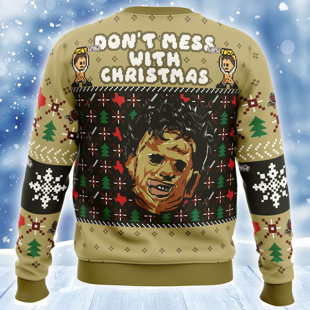 Christmas In Texas Leatherface Ugly Christmas Sweater - Shibtee Clothing