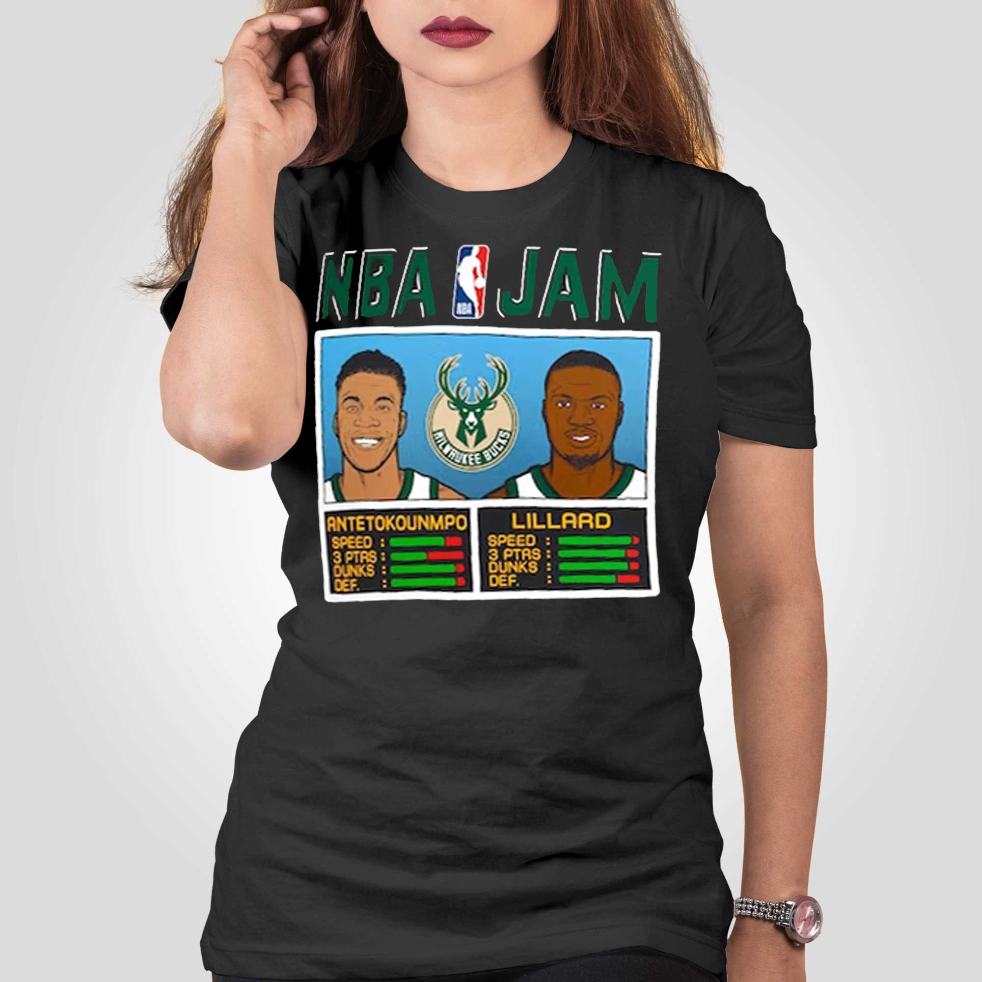 NBA Jam Antetokounmpo and Lillard Milwaukee Bucks Classic T-shirt -  Dalatshirt