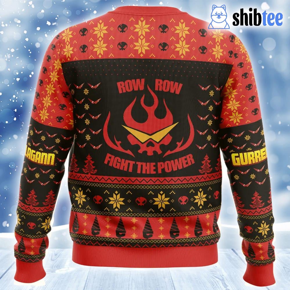 Fight The Power Tengen Toppa Gurren Lagann Ugly Christmas Sweater  Fight The Power Tengen Toppa Gurren Lagann Ugly Christmas Sweater