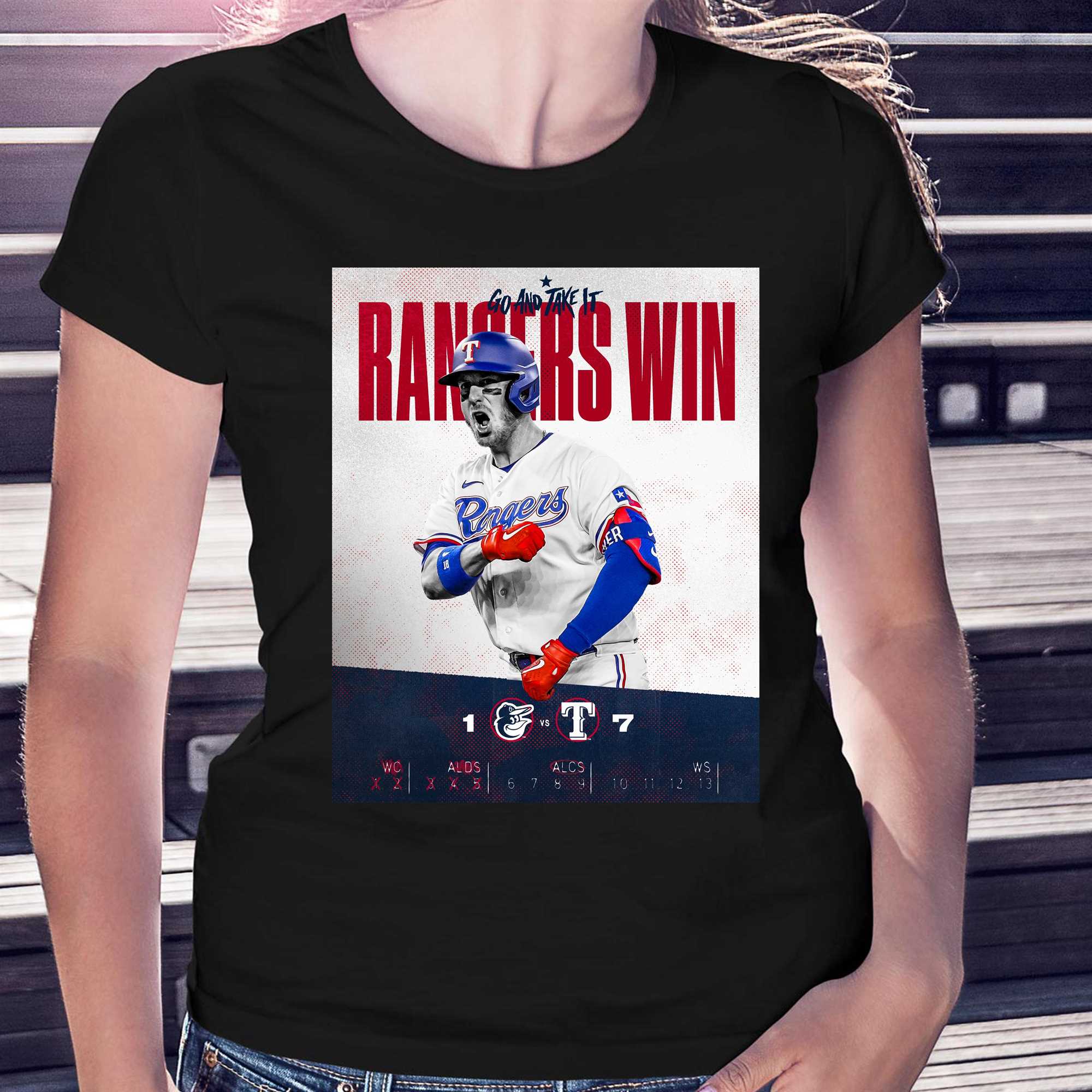 2023 Alcs Texas Rangers Go And Take It Unisex T-shirt - Shibtee