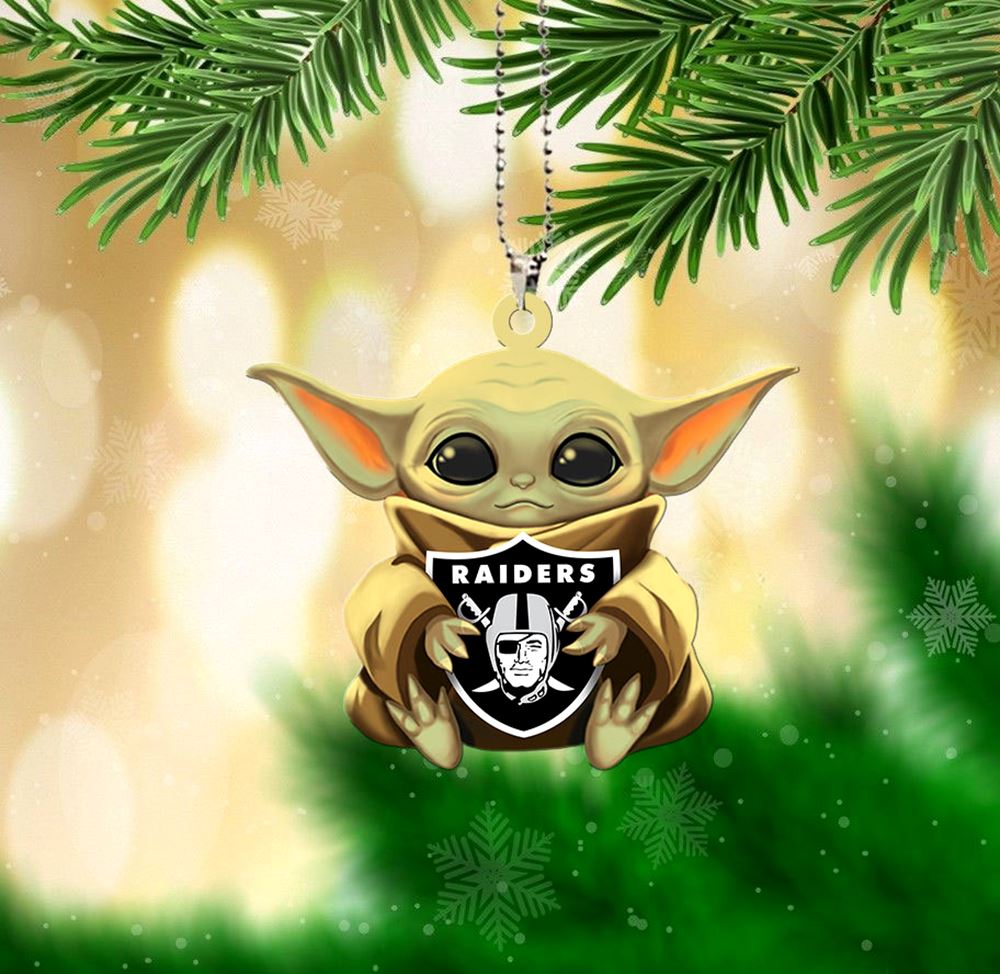 WOW! HAND CRAFTED LAS VEGAS RAIDERS WOODEN SANTA CLAUS TREE ORNAMENT