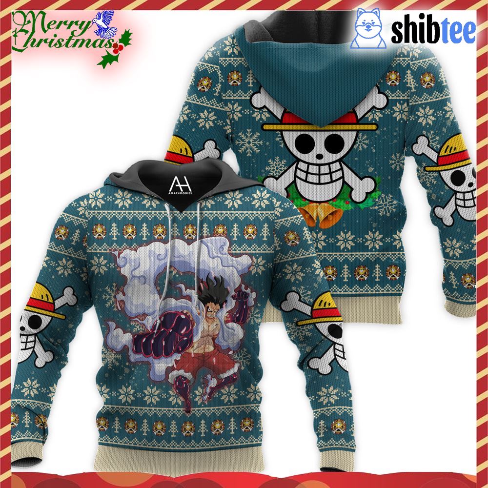 One Piece Luffy Gear 5 Ugly Christmas Sweater Xmas Gift