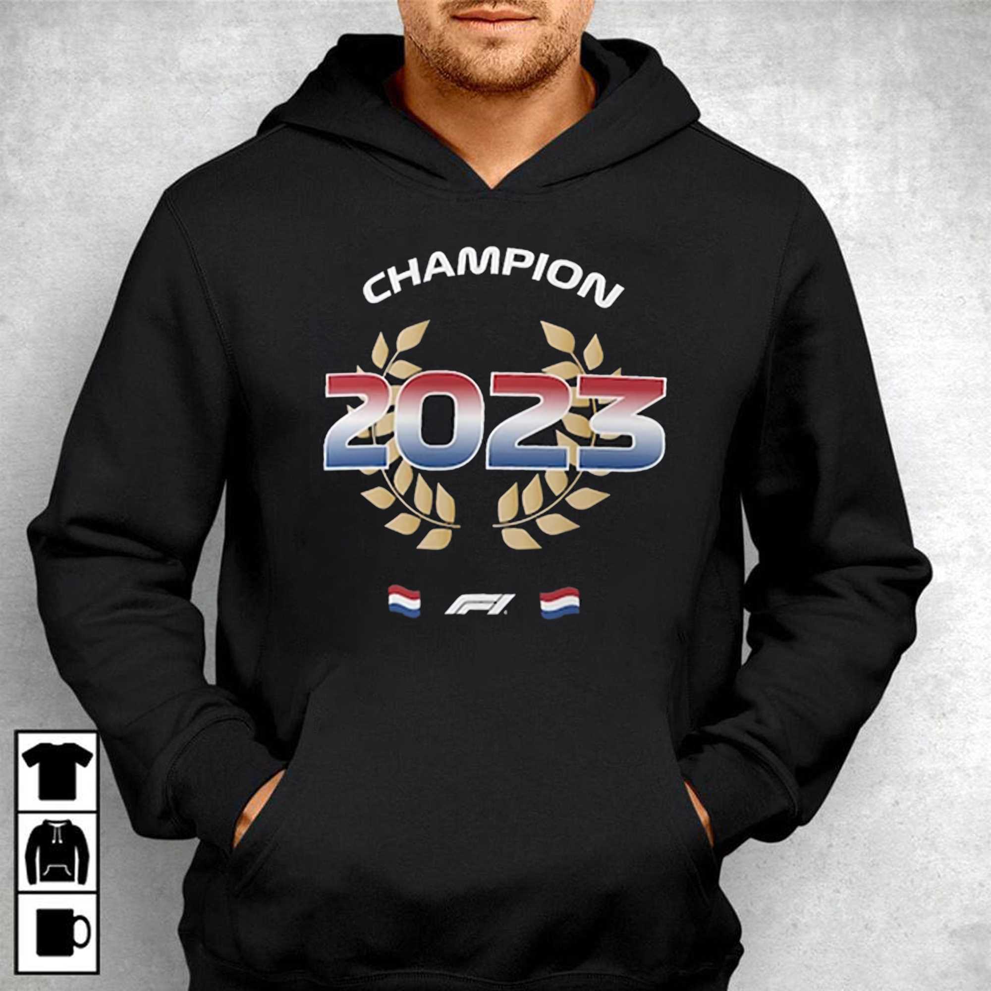 Max Verstappen 2023 F1 World Drivers' Champion logo t-shirt