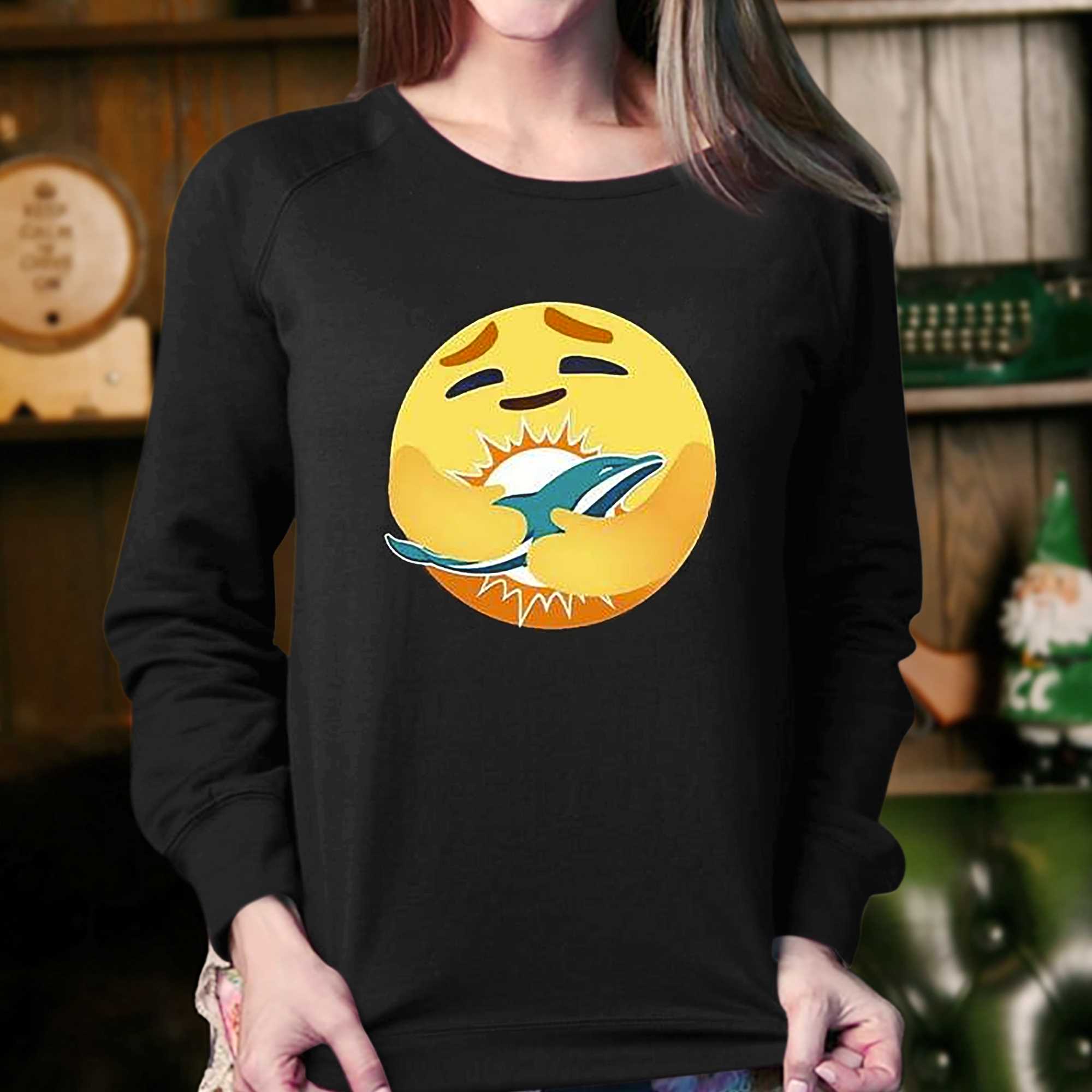 Love The Miami Dolphins Love Hug Facebook Care Emoji T-Shirt - T-shirts Low  Price