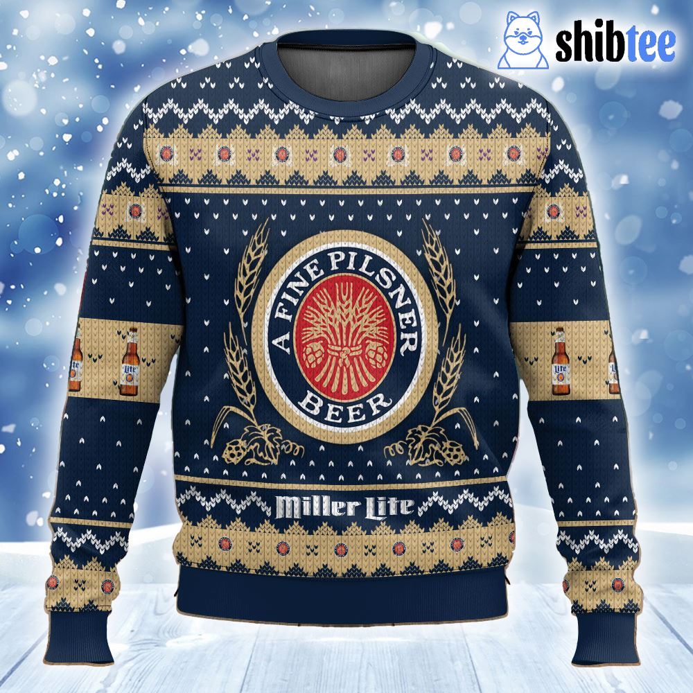 Miller Lite Drink Ugly Christmas Sweater - Shibtee Clothing