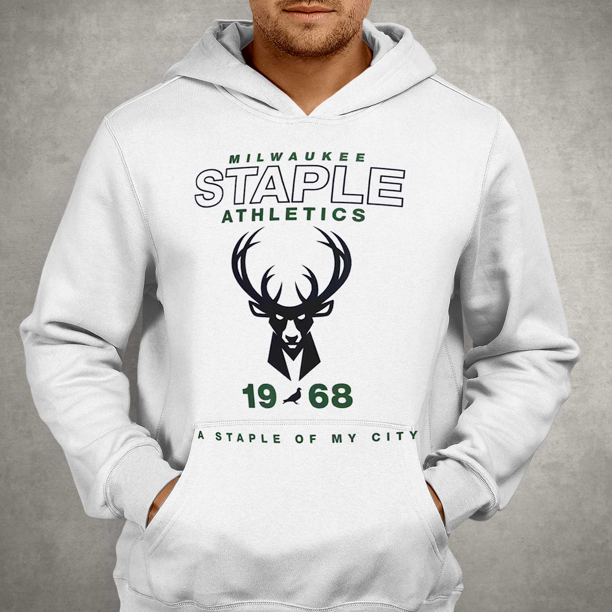 Bucks in Six State Logo Grey Milwaukee Bucks Hooded Sweatshirt / Small