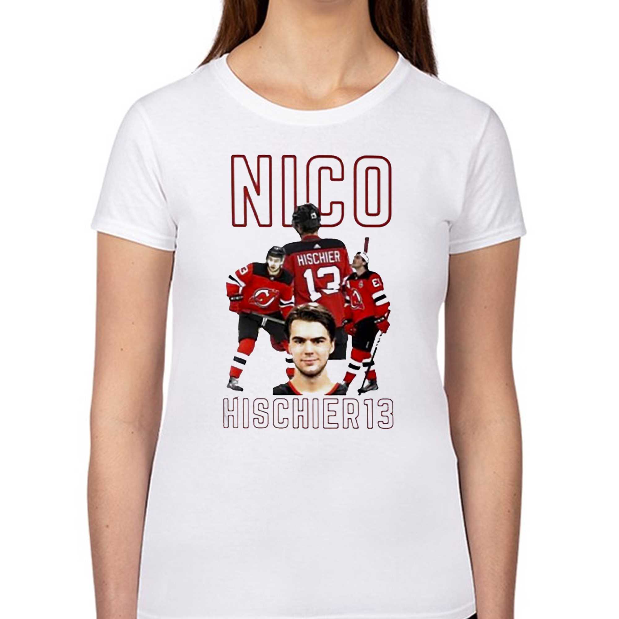 Fanatics NHL New Jersey Devils Nico Hischier #13 Black T-Shirt, Men's, Large